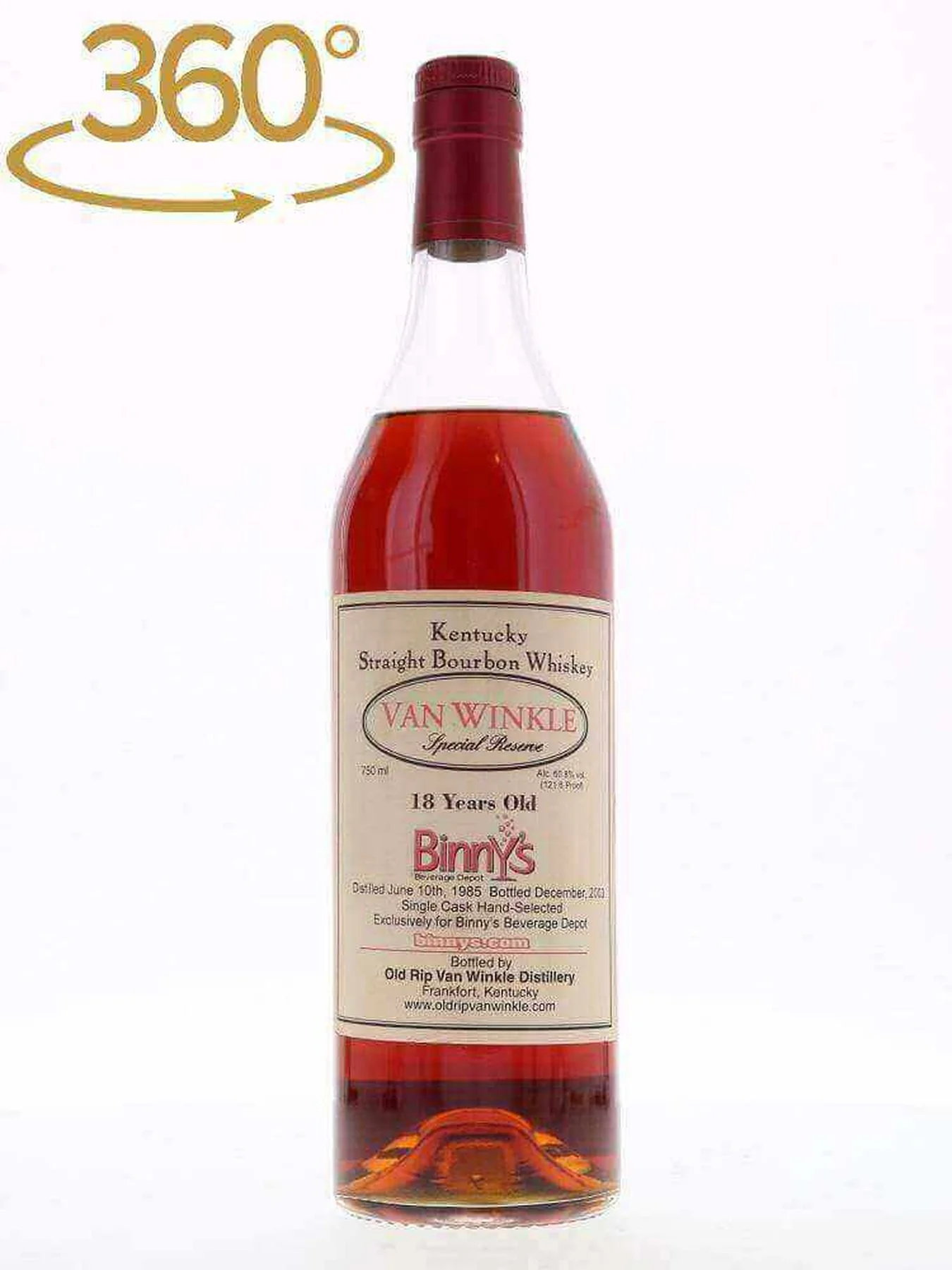 Old Rip 'Pappy' Van Winkle Binny's Single Cask 18 Year Old Bourbon 121.6 Proof 1985