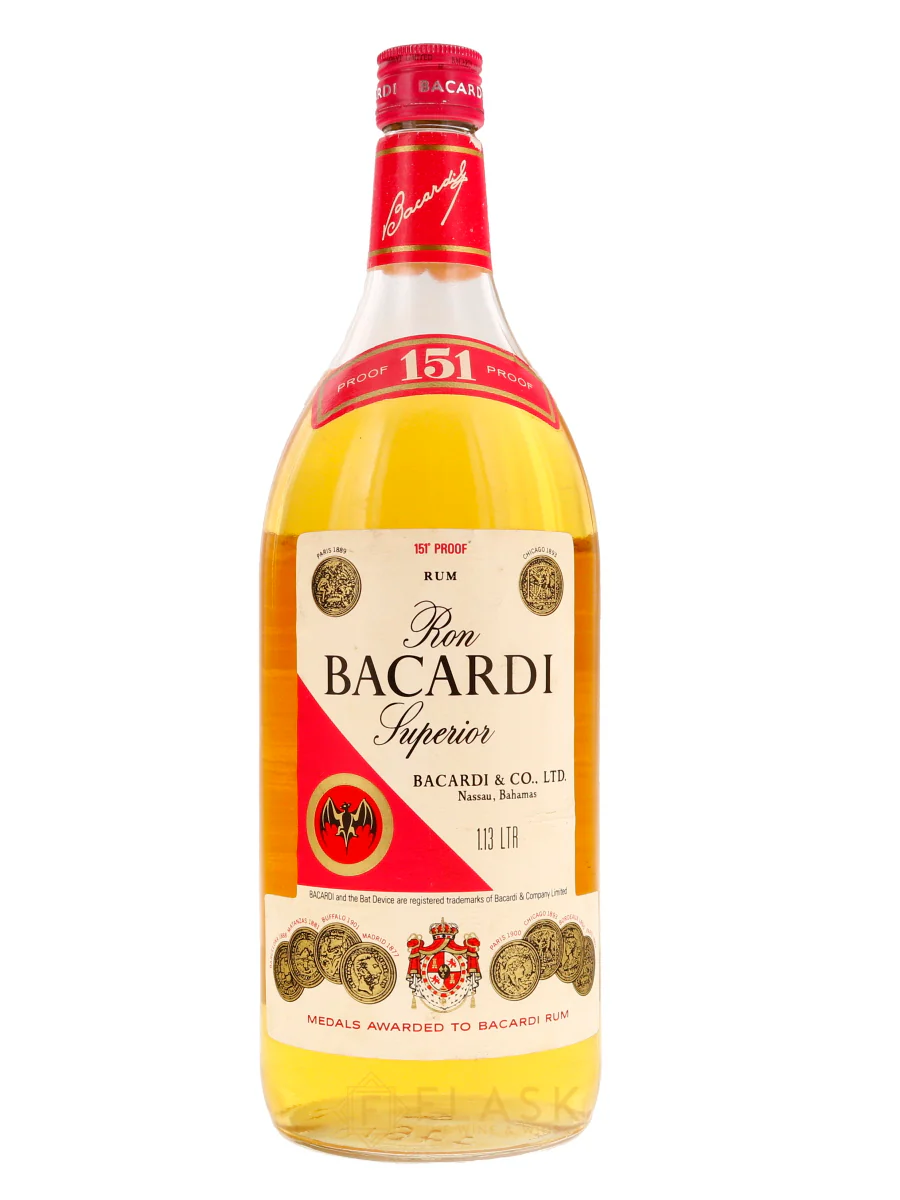 Bacardi 151 Rum Vintage 1980s 1.13 Liter