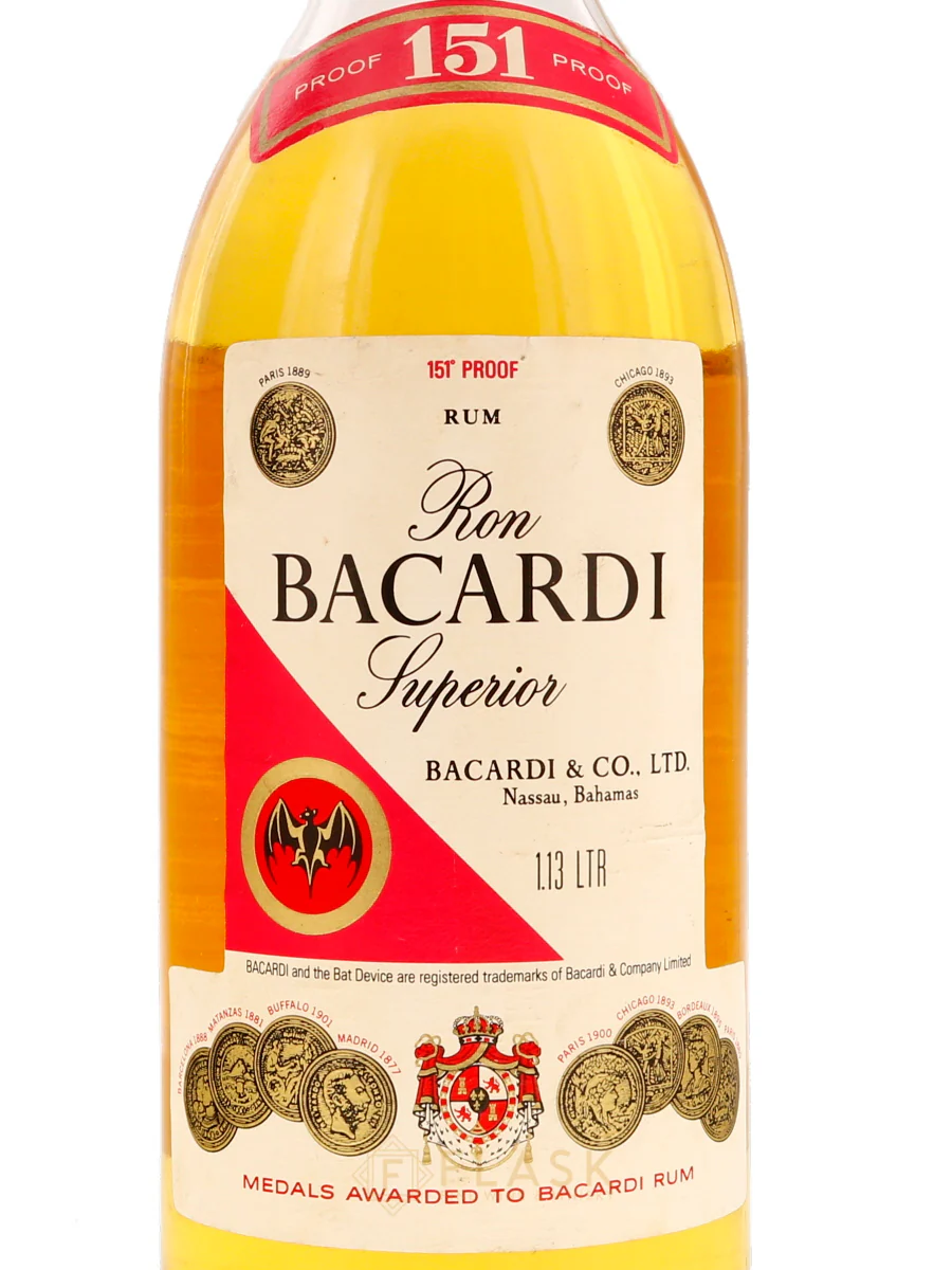 Bacardi 151 Rum Vintage 1980s 1.13 Liter - Image 3