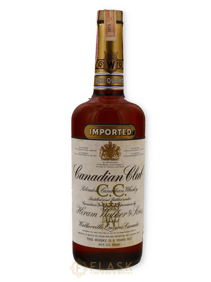 Canadian Club Vintage Canadian Whisky 6 Year Old Full Quart 1972