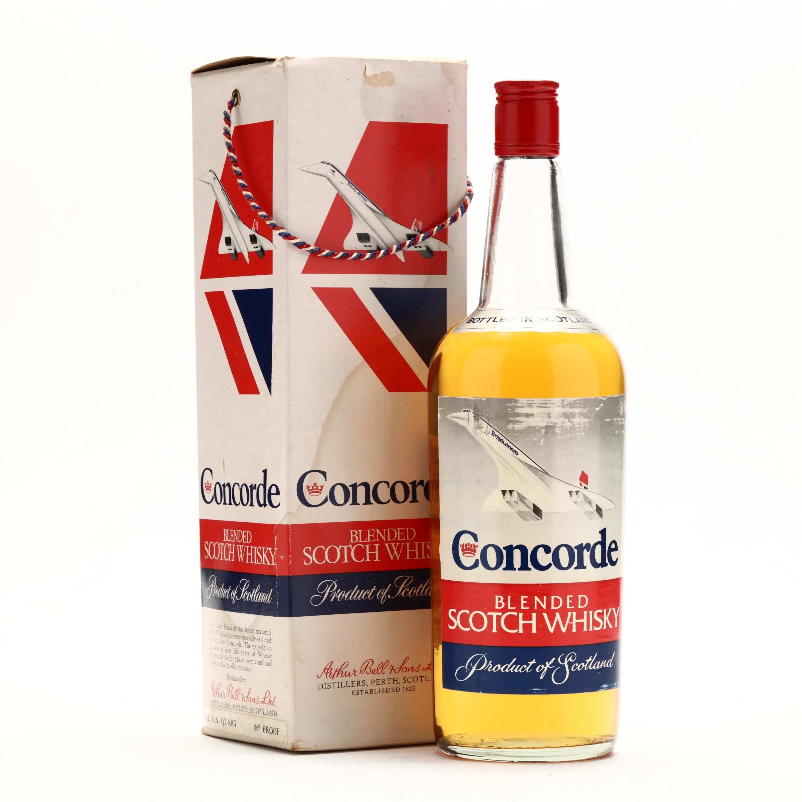 Concorde Blended Scotch Whisky Arthur Bell & Sons 1 Quart 1970s
