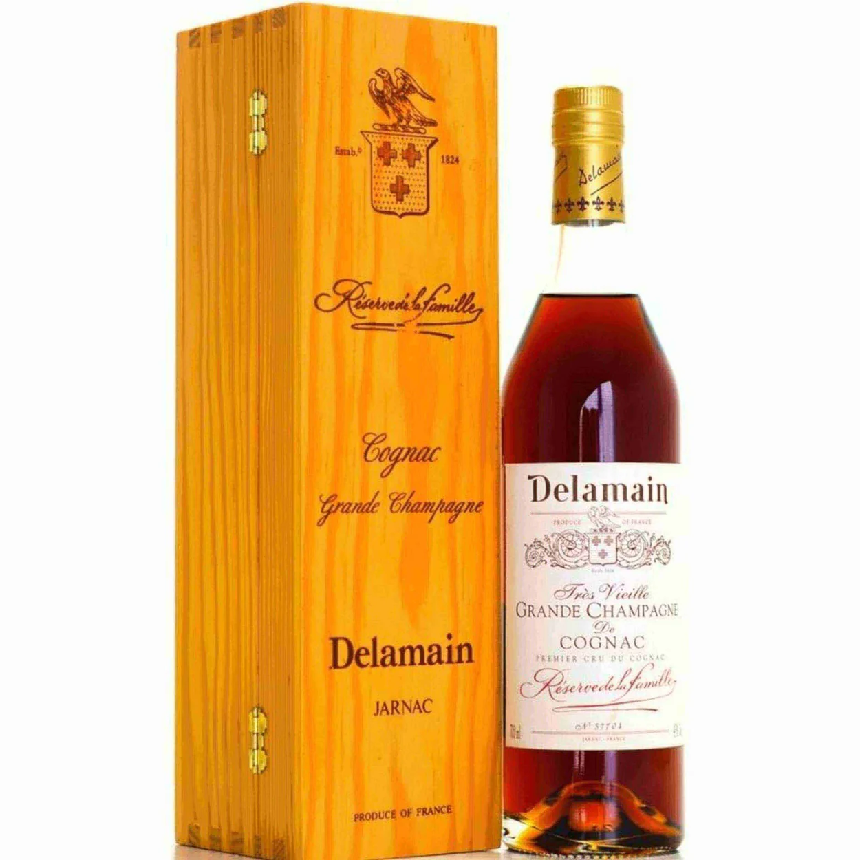 Delamain Tres Vieille Grande Champagne Reserve la Famille 43% (Old Label Wooden Box)