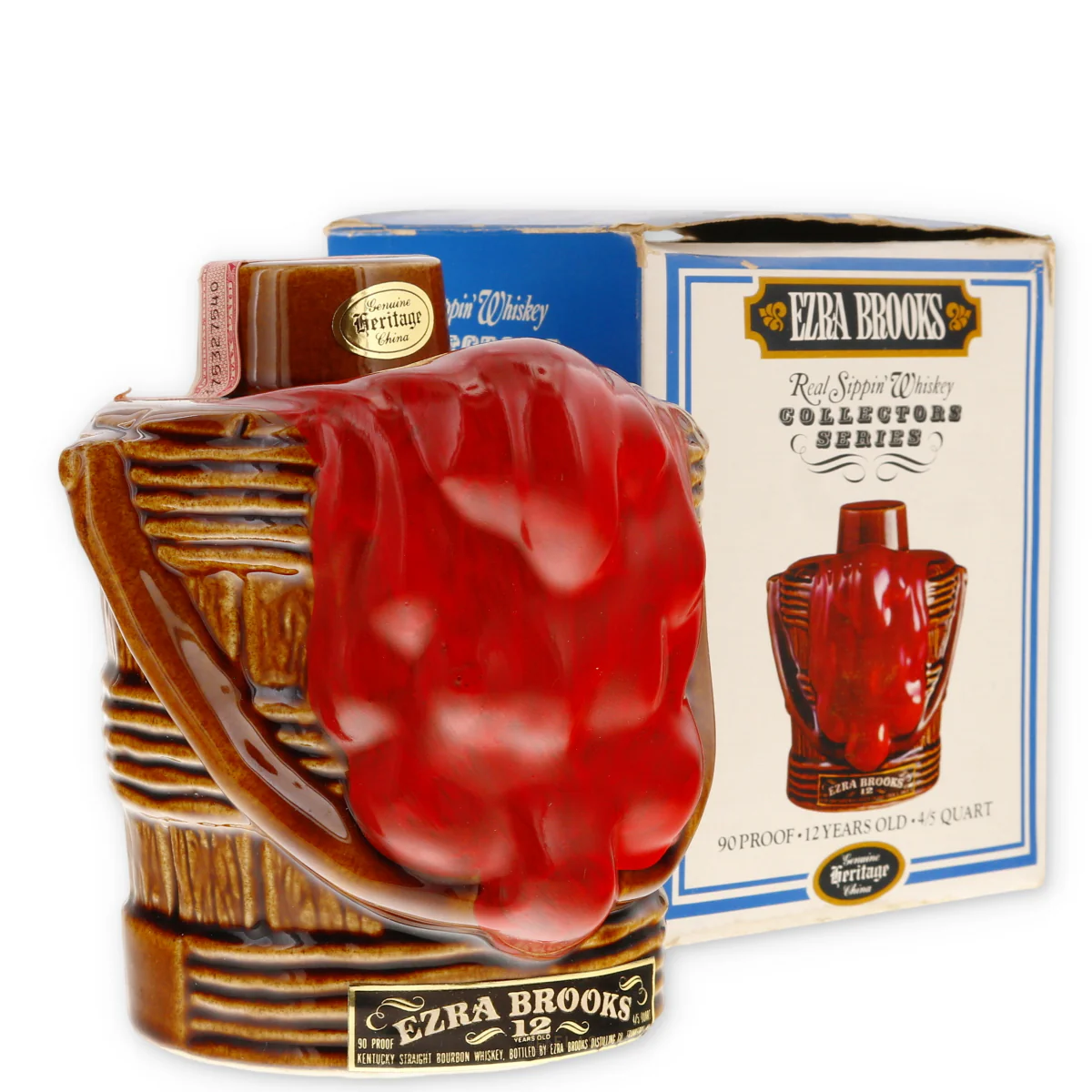 Ezra Brooks Blood Bucket Saloon Decanter 12 Year Old Bourbon 1970s