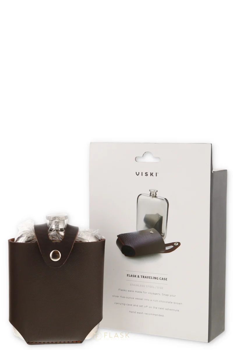 Harrison Flask with Traveling Case in Leather and Stainless - Image 2