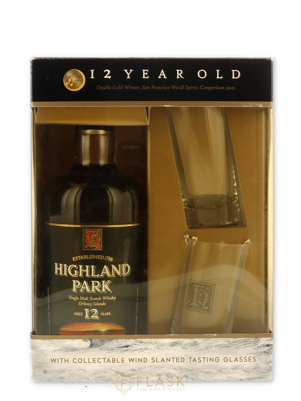 Highland Park 12 Year Old Early 2000s Gift Set With 2 Slanted Tasting Glasses - Image 2