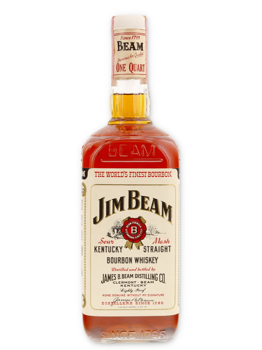 Jim Beam Vintage White Label Bourbon 1 Quart 1960s