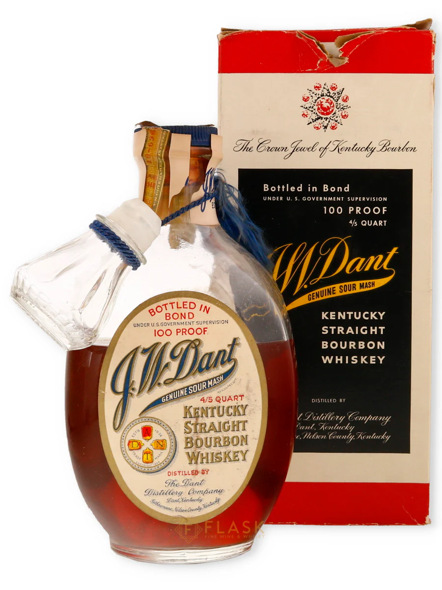 JW Dant Bourbon Bottled in Bond 100 Proof Vintage 1948 With Box