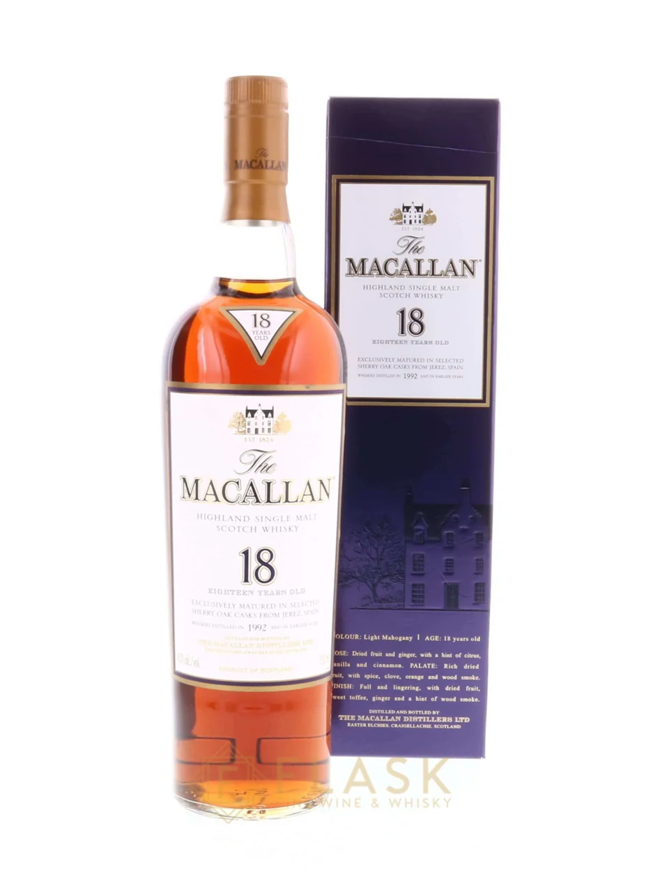 Macallan 18 Year Old Single Malt 1992 Original Box
