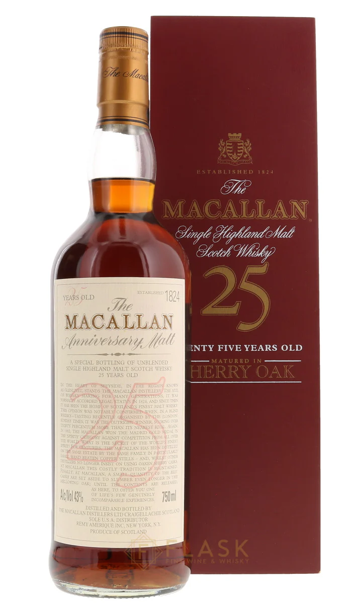 Macallan 25 Year Old Anniversary Malt Early 2000s Red Box 750ml