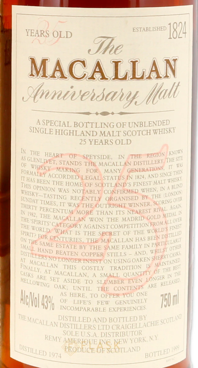 Macallan Anniversary Malt 25 Year Old 1974 750ml - Image 4