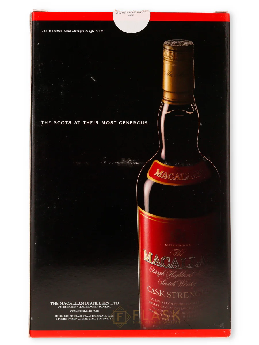Macallan Cask Strength Red Label Gift Set With Luxury Hip Flask 750ml - Image 2