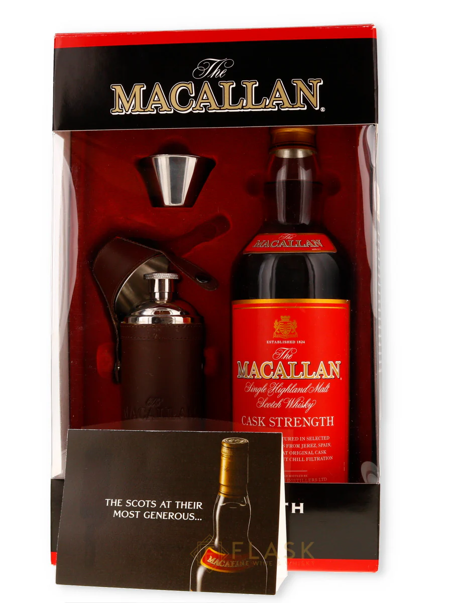 Macallan Cask Strength Red Label Gift Set With Luxury Hip Flask 750ml - Image 3