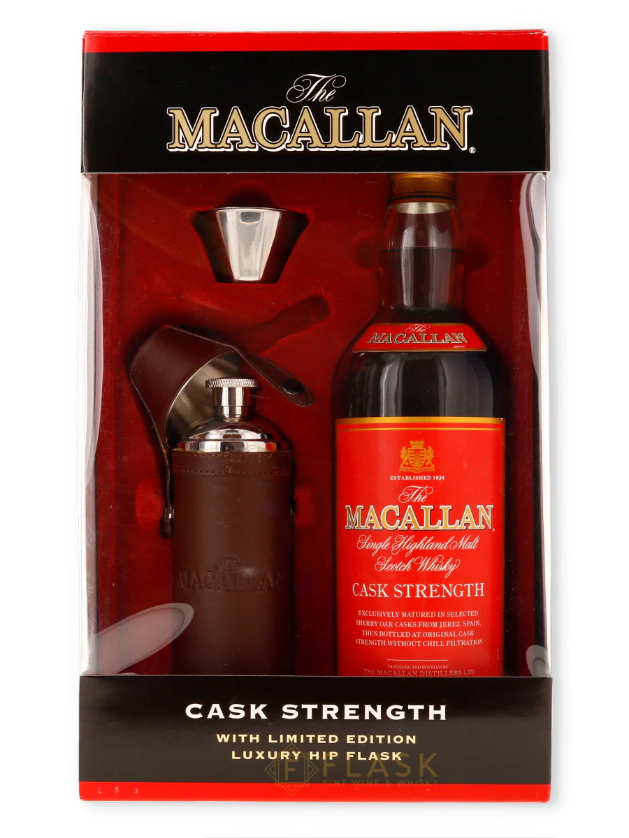 Macallan Cask Strength Red Label Gift Set With Luxury Hip Flask 750ml - Image 5