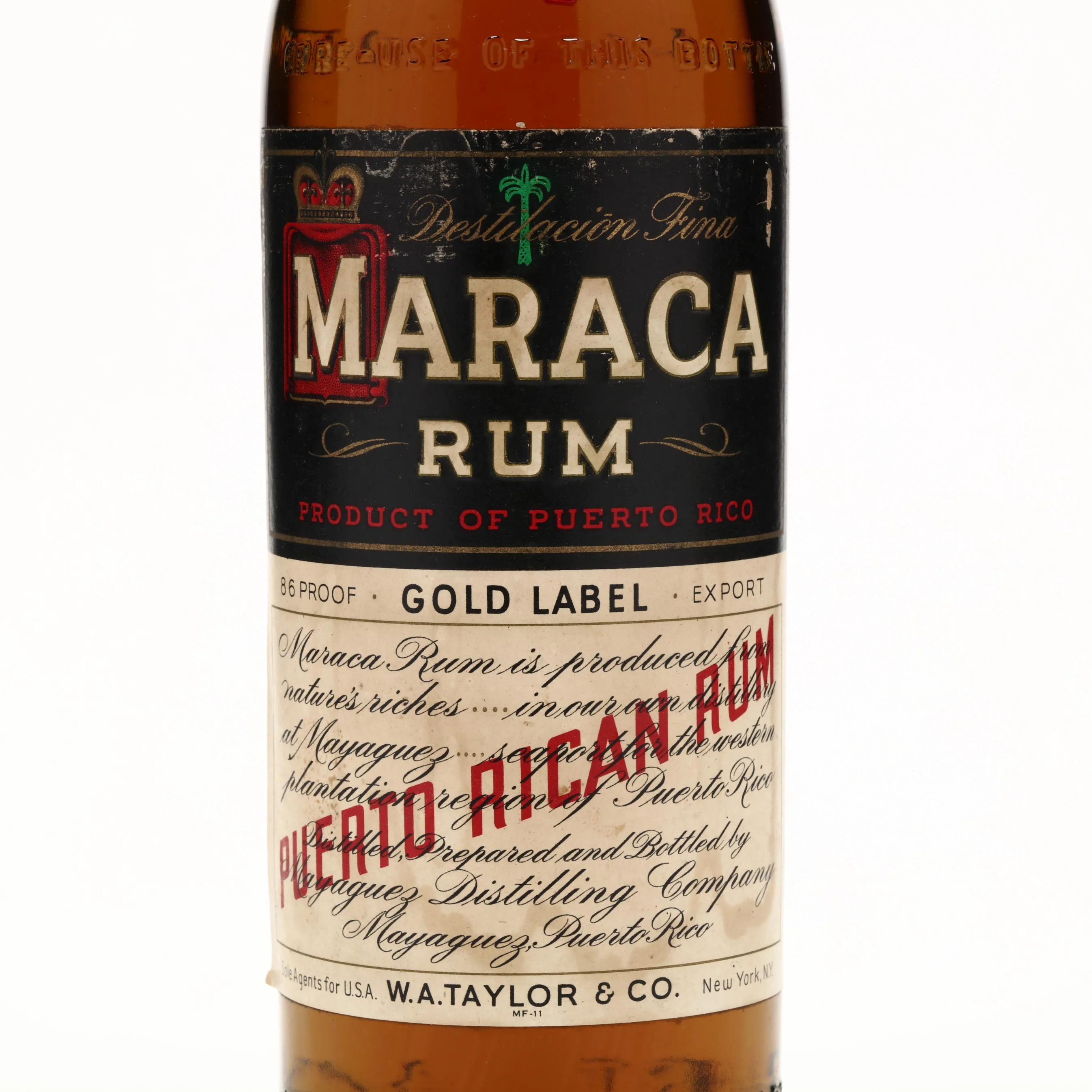 Maraca Gold Label Puerto Rican Vintage Rum Mayaguez Distilling Company 1946 - Image 2