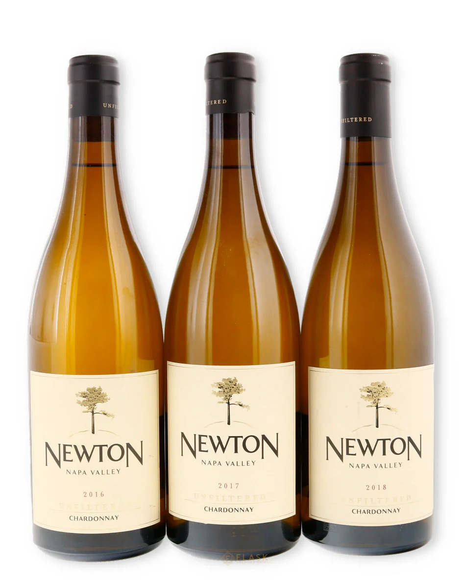 Newton Unfiltered Napa Valley Chardonnay 3 bottle vertical 2016 2017 2018