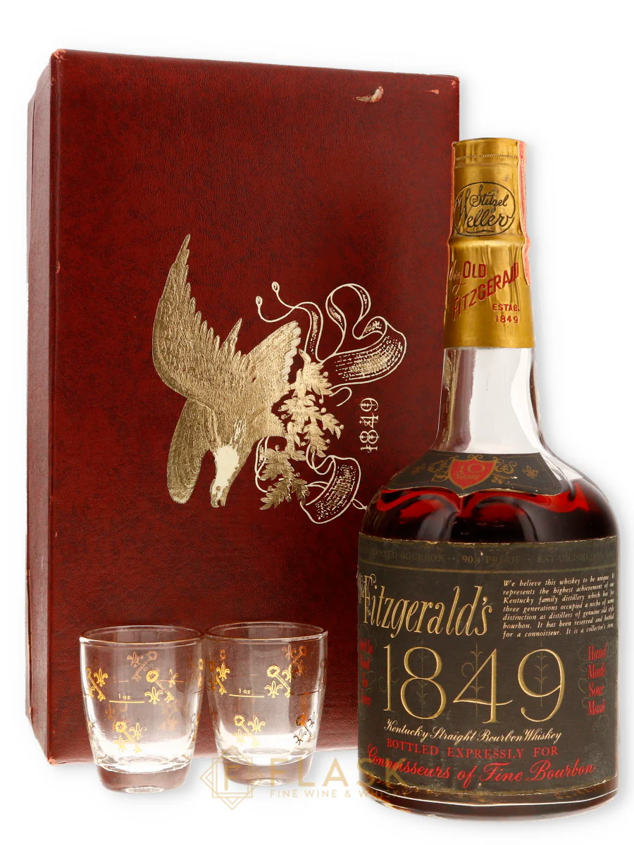 Old Fitzgerald '1849' 10 Year Old Bourbon 1970s / Stitzel Weller Gift Box w Glasses