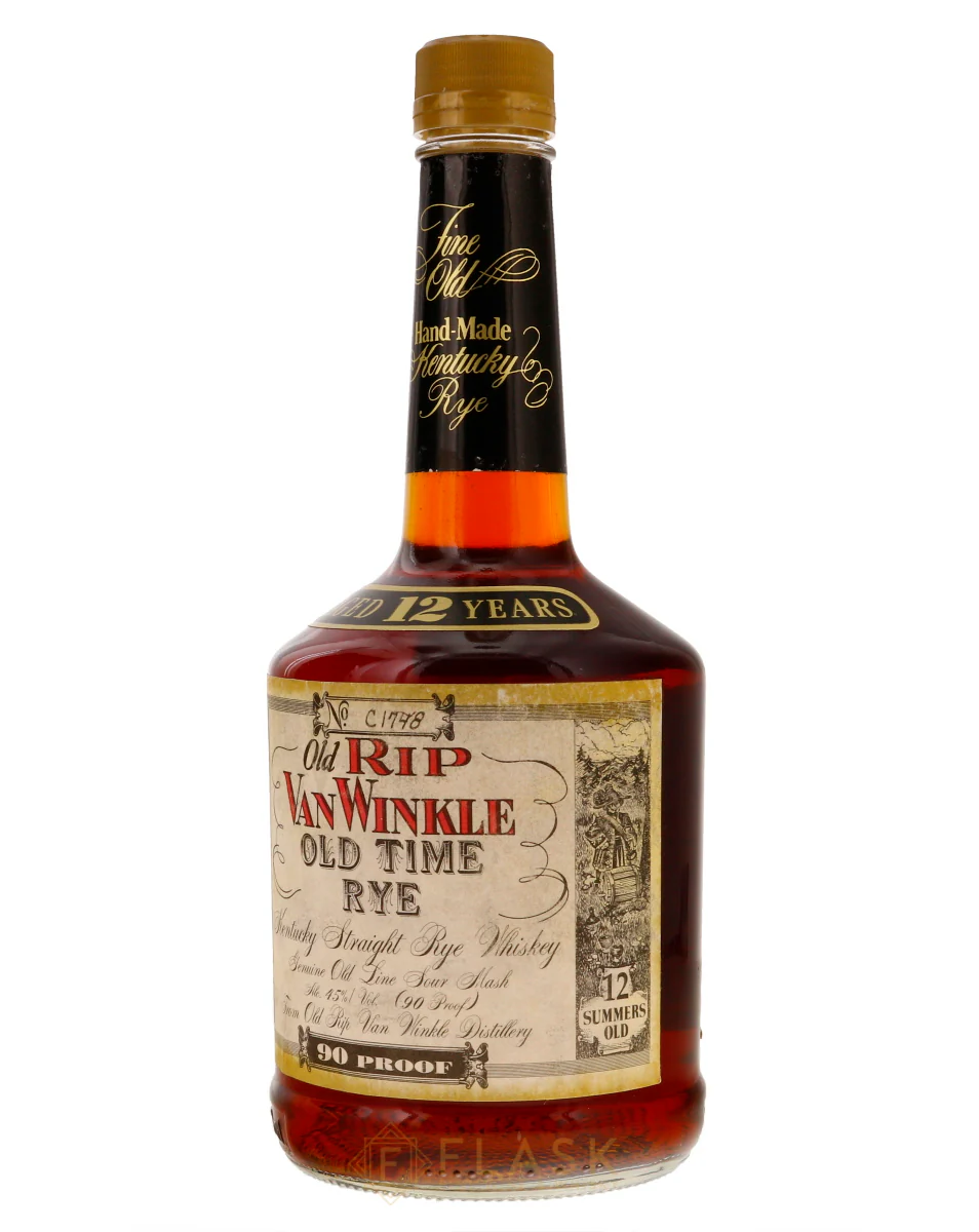 Old Rip Van Winkle Old Time Rye Whiskey 12 Year Old Squat Bottle / Lawrenceburg - Image 5