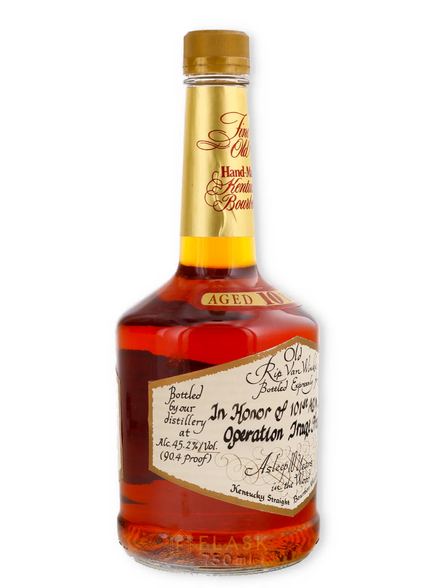 Old Rip Van Winkle 10 Year Old Bourbon 1992 Operation Iraqi Freedom / Squat Bottle - Image 4