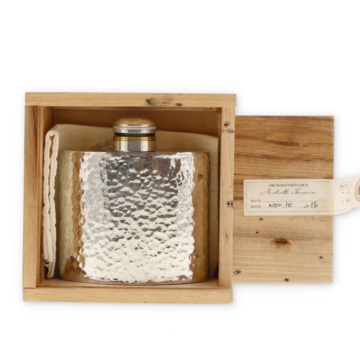 Old Saw Pewter Flask