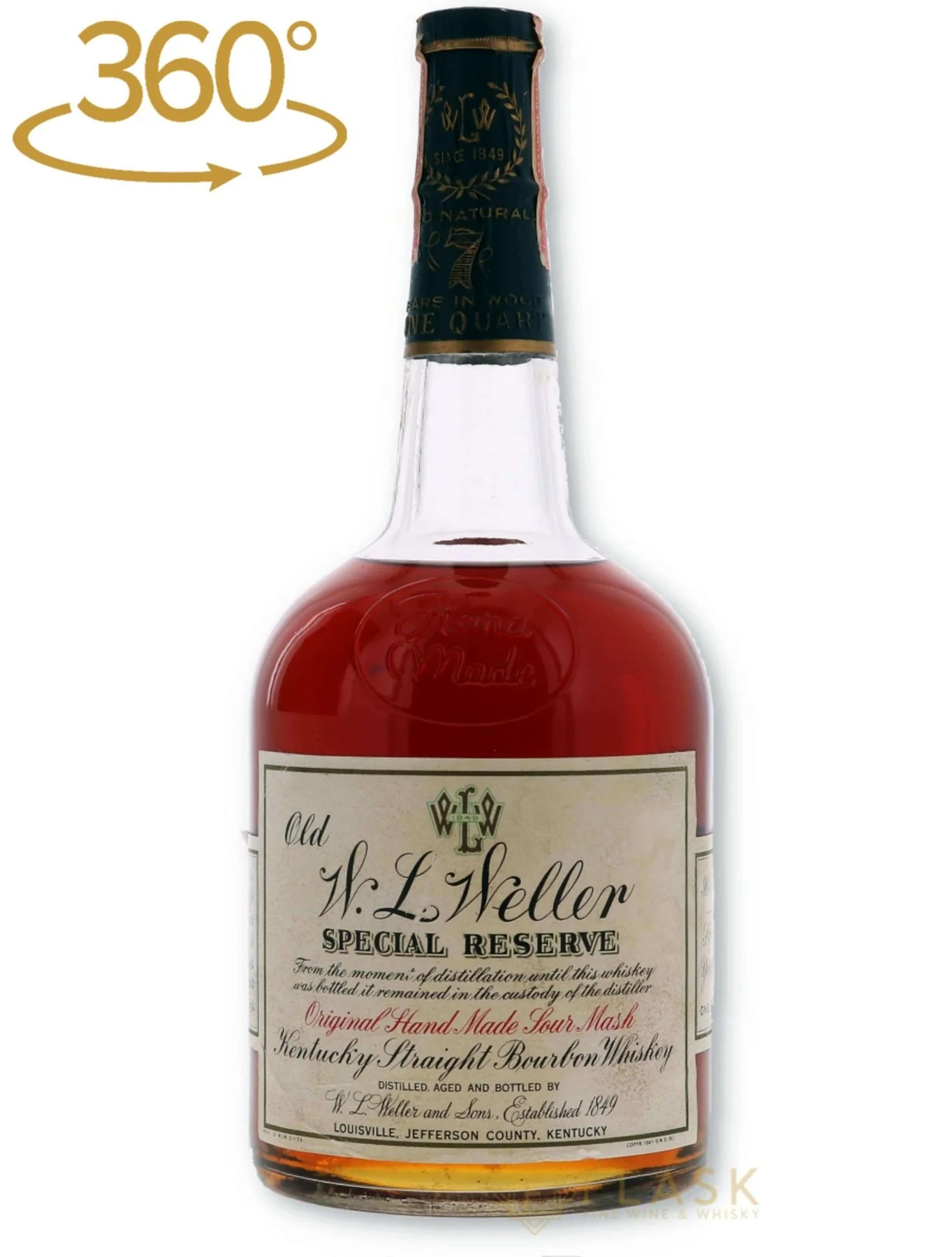Old WL Weller 7 Year Old Special Reserve Bourbon Stitzel-Weller Quart 1960s