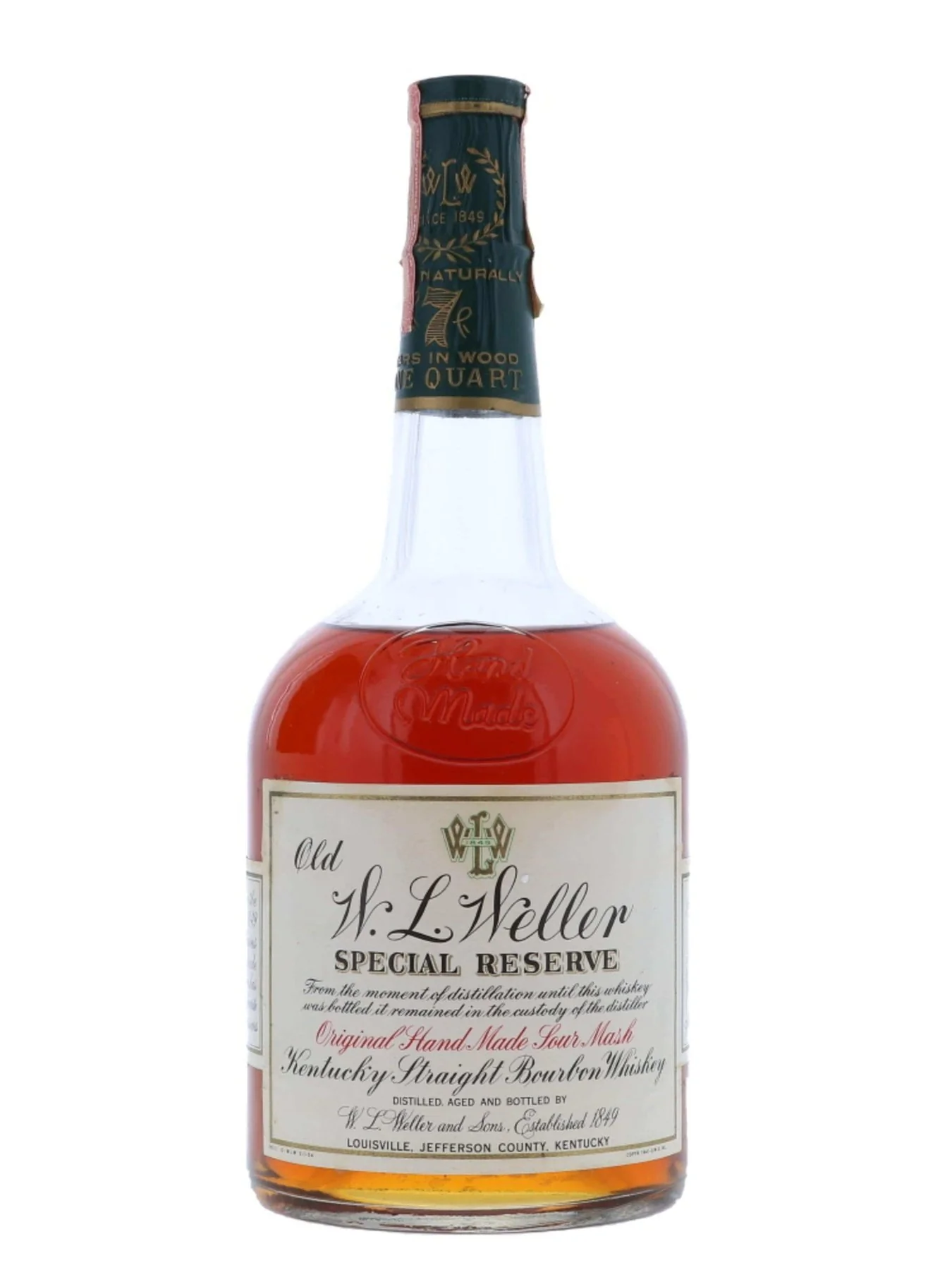 Old WL Weller 7 Year Old Special Reserve Bourbon Stitzel-Weller Quart 1971
