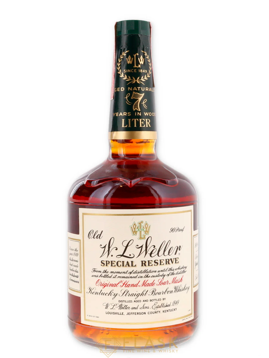 Old WL Weller Special Reserve 90 Proof 1 Liter Paper Label 1980