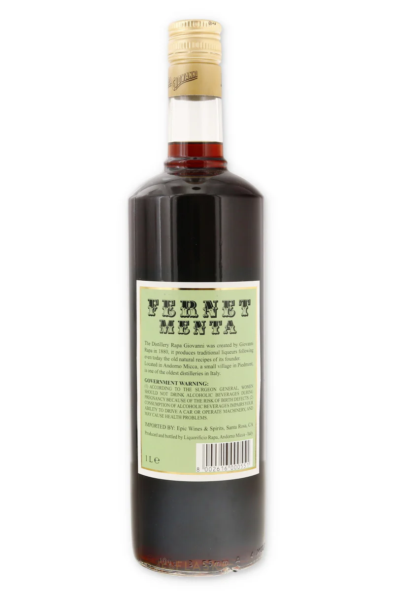 Rapa Giovanni Fernet Menta Liqueur 1 Liter - Image 2