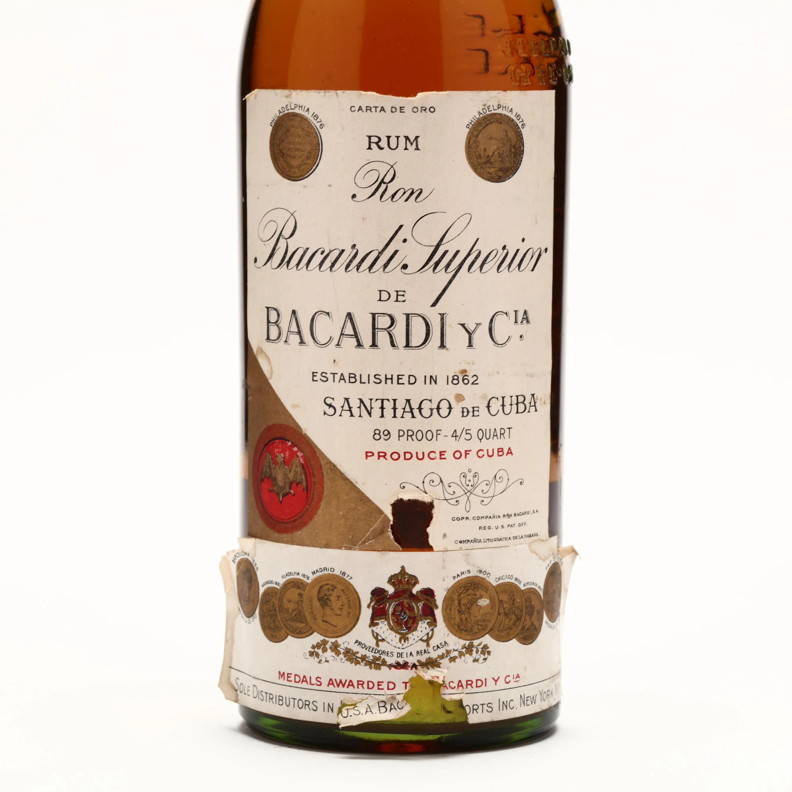 Ron Bacardi Superior Rum Carta de Oro Gold Pre Embargo US Import / 1940s - Image 2