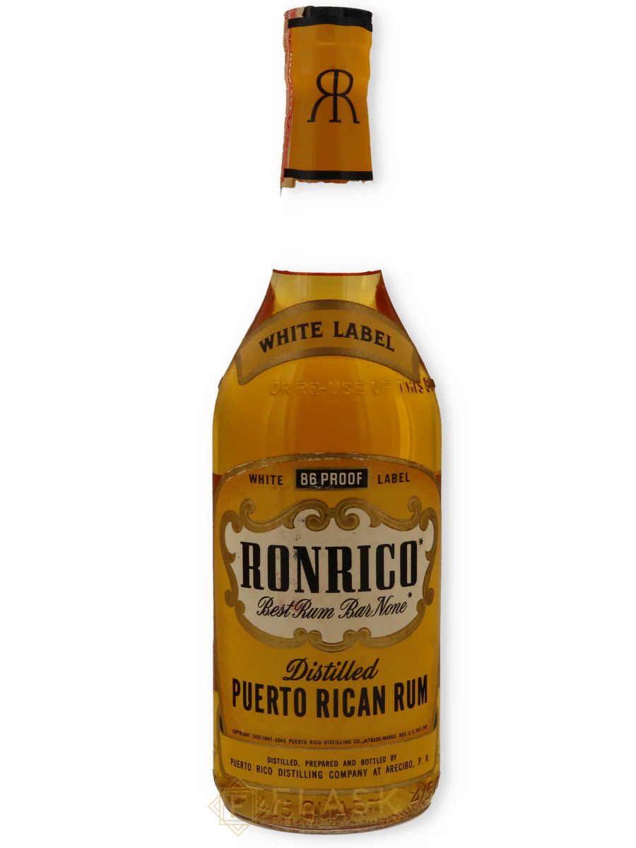 Ronrico White Label Puerto Rican Vintage Rum 4 Year Old 1940s/1950s