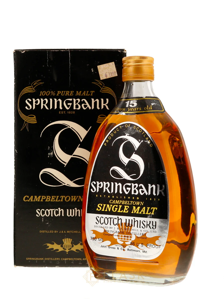 Springbank 15 Year Old Single Malt Pear Shaped Silver Label 1980s