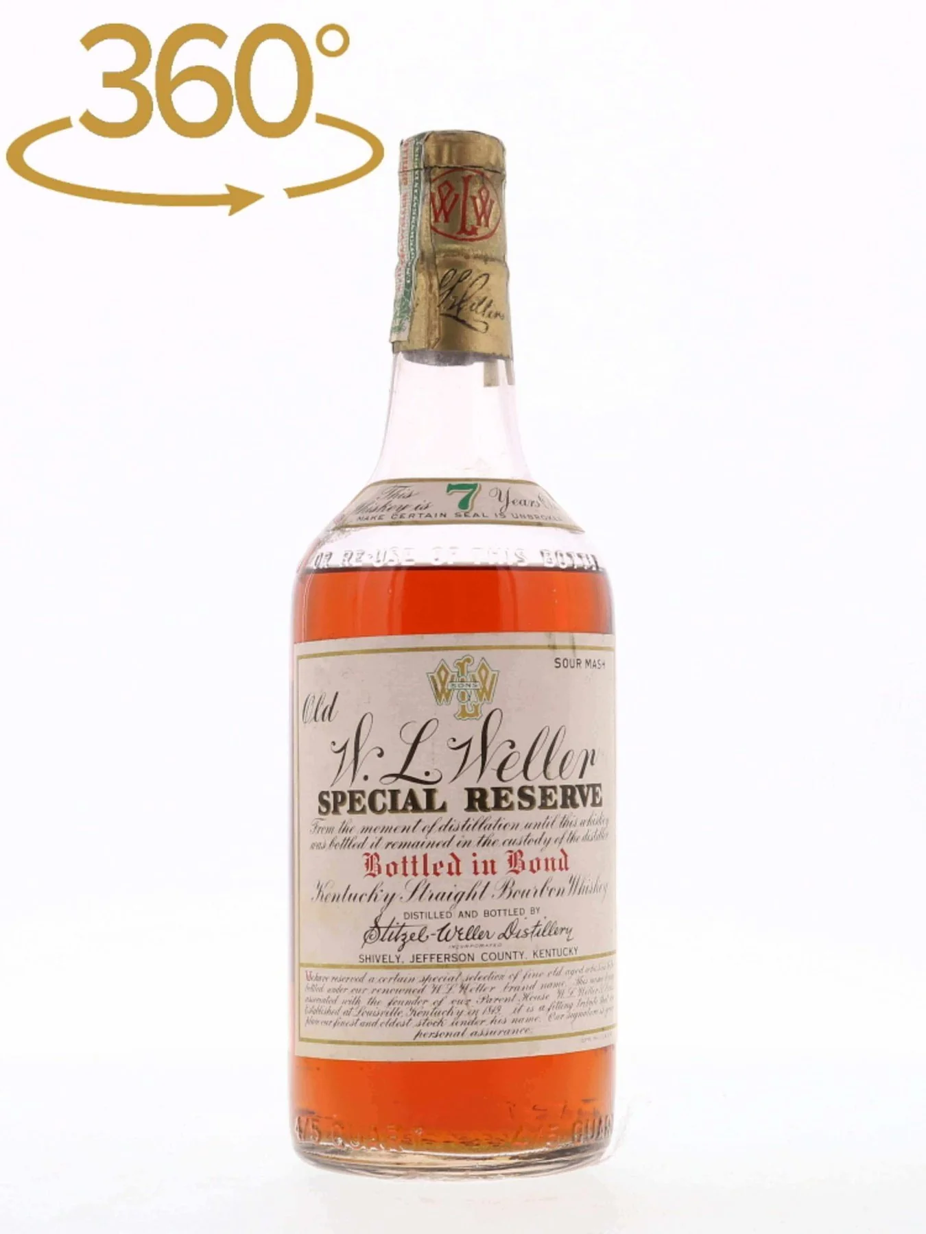 Old WL Weller Special Reserve 7 Year Old Bottled in Bond Bourbon Stitzel Weller Distilled 1936 - Image 2