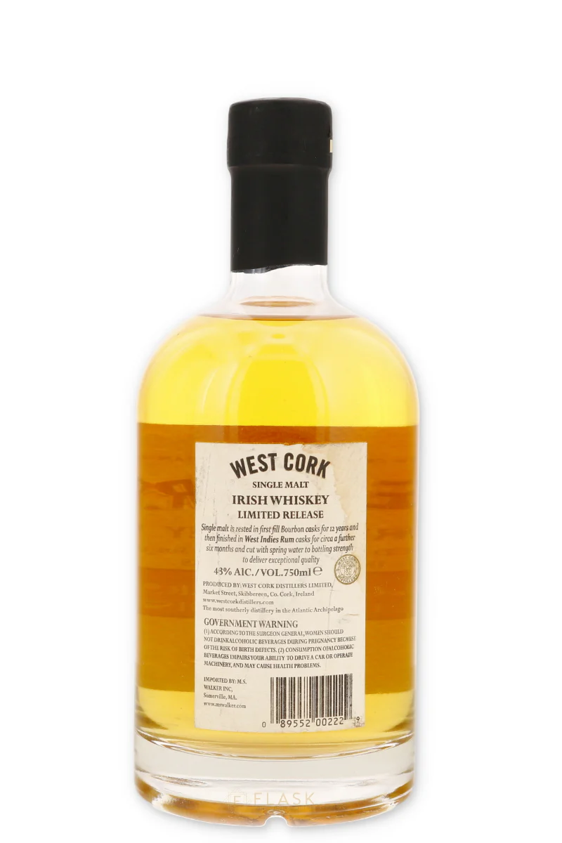West Cork Single Malt Irish Whiskey 12yr Rum Cask 750ml - Image 2