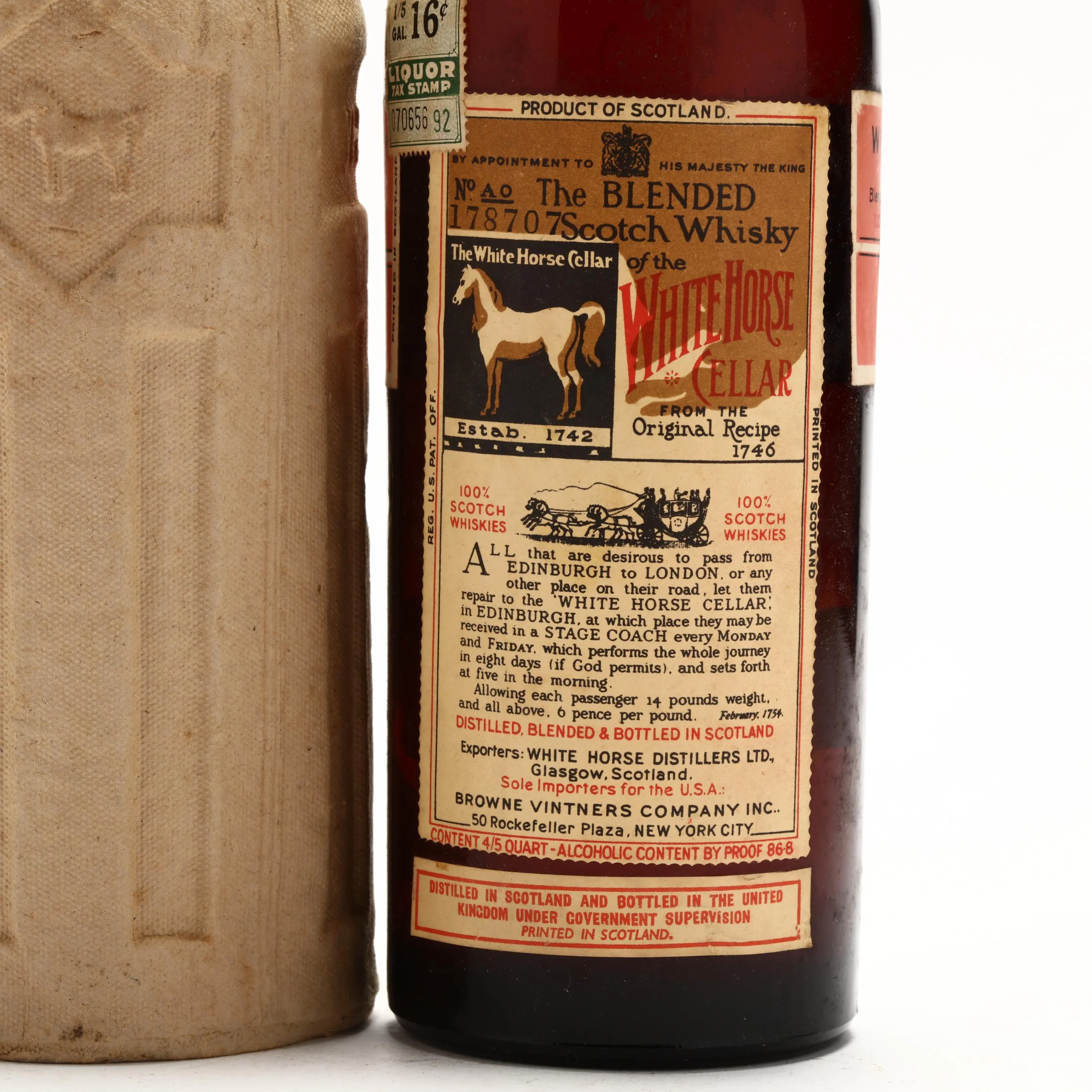 White Horse Scotch Whisky 1945-1952 Vintage Spring Cap Bottling - Image 2