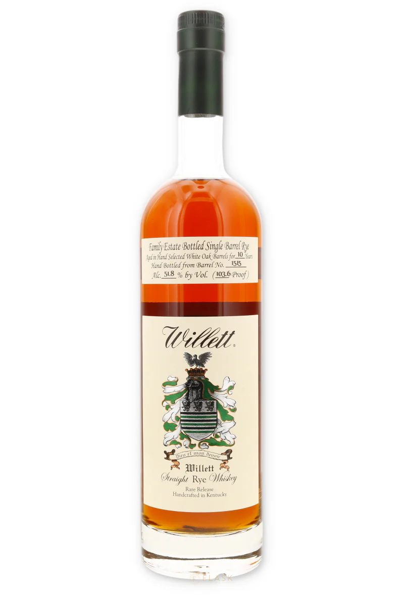 Willett Family Estate 10 Year Straight Rye Whiskey Barrel 1515 Decade Neat 103.6 proof