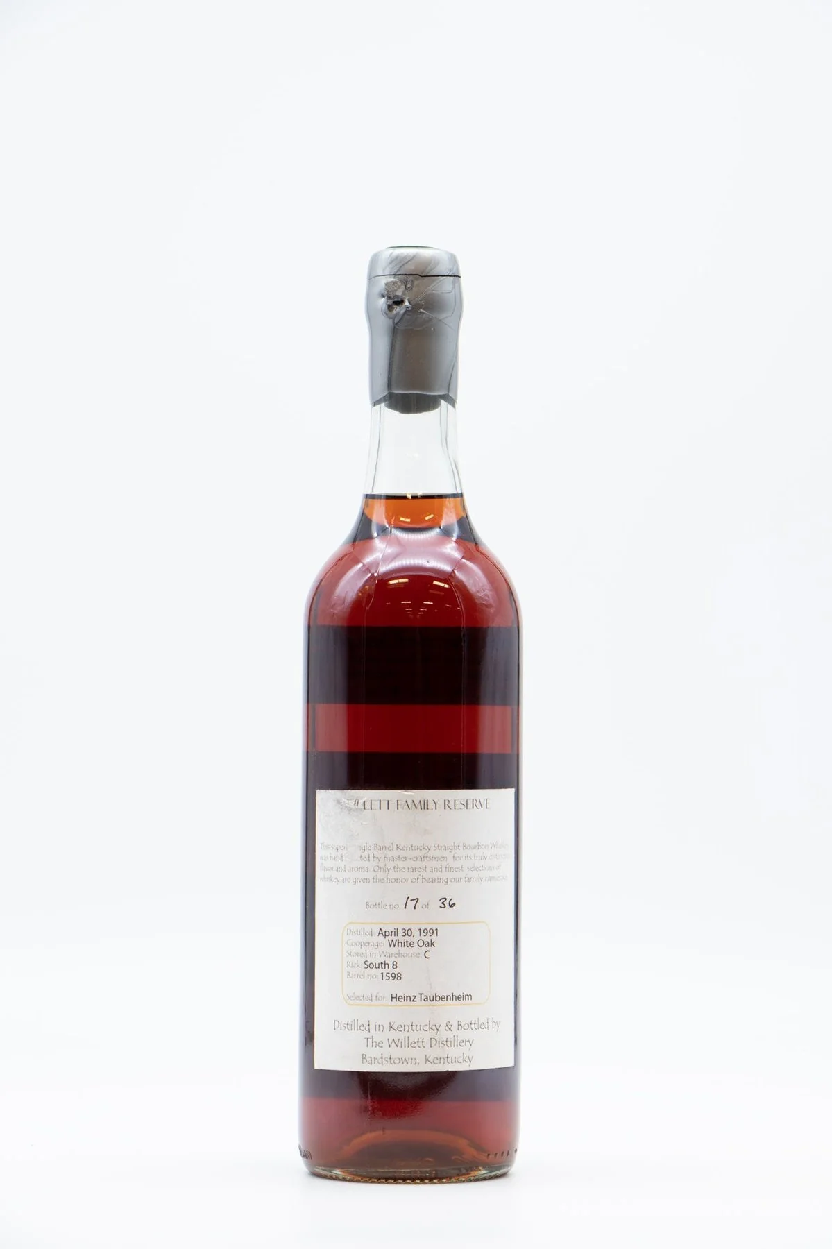Willett Family Estate 17 Year Single Barrel Bourbon #1598, Heinz Taubenheim / Silver Wax 53.6% / 1 of 36 - Image 2
