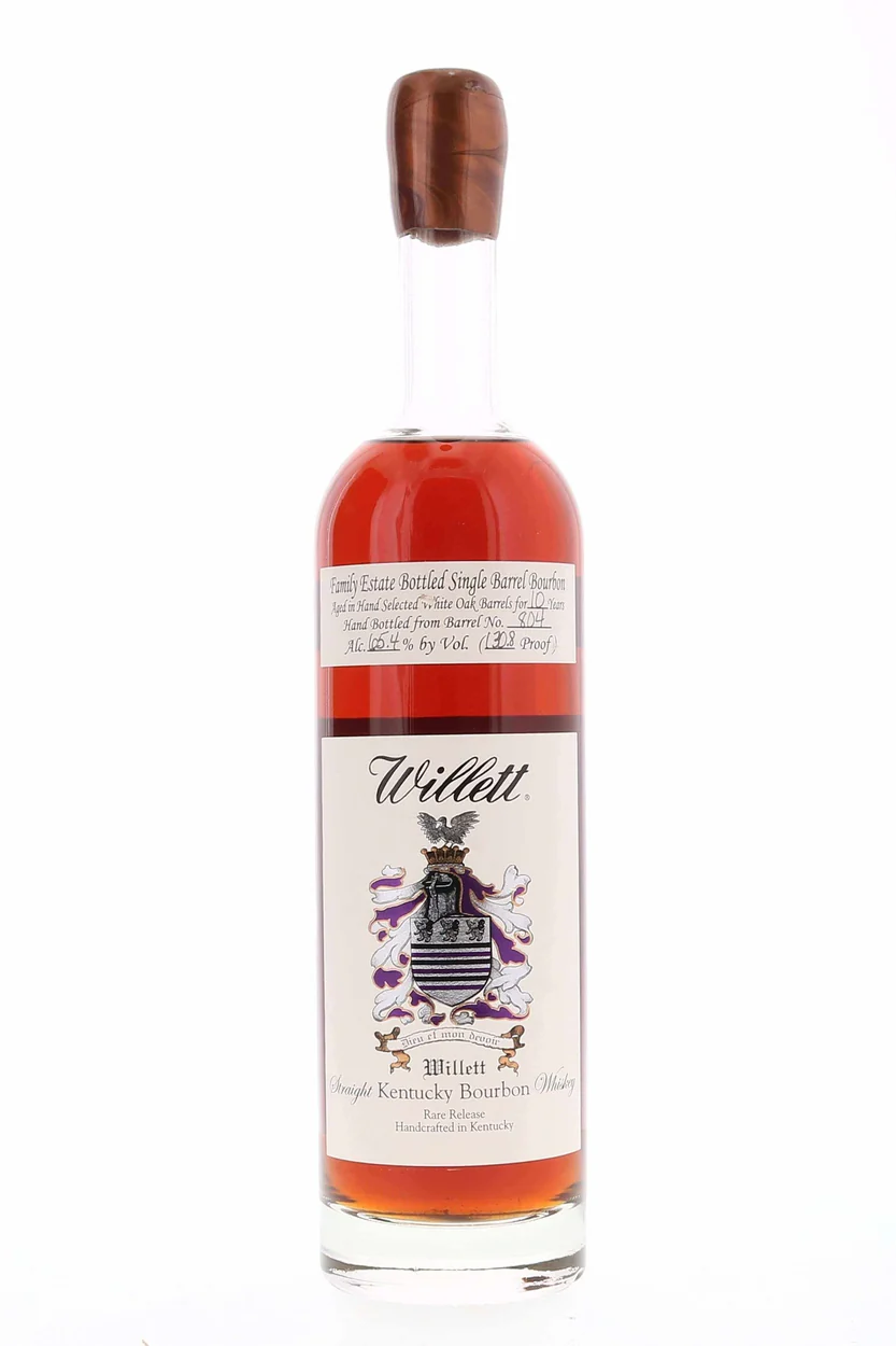 Willett Family Estate Single Barrel Bourbon 10 year #804 130.8 Proof Gold Wax Mikes Whiskey Handel