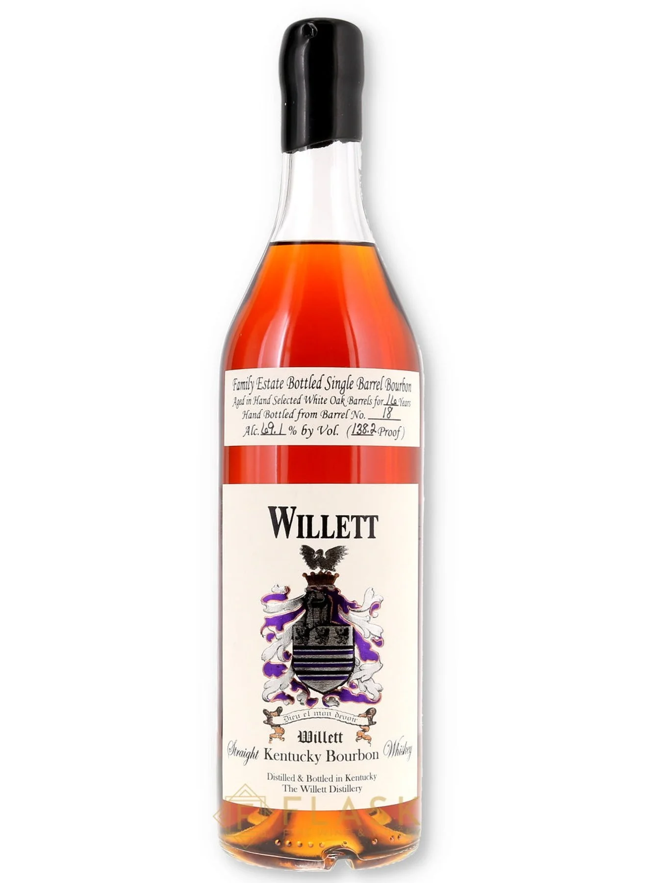 Willett Family Estate Single Barrel Bourbon 16 Year #18 / Cognac Bottle Black Wax Pacific Edge 138.2 Proof