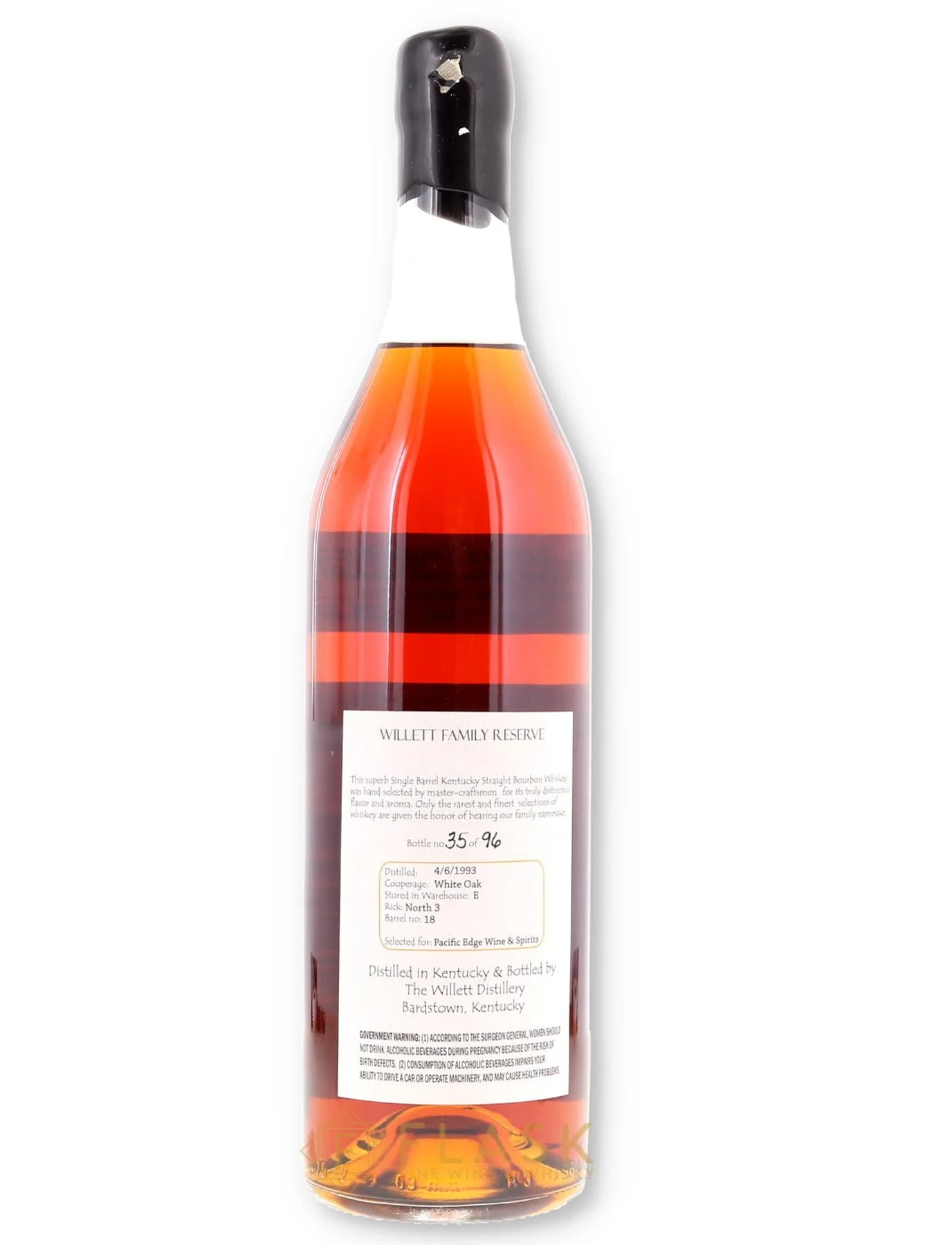 Willett Family Estate Single Barrel Bourbon 16 Year #18 / Cognac Bottle Black Wax Pacific Edge 138.2 Proof - Image 2