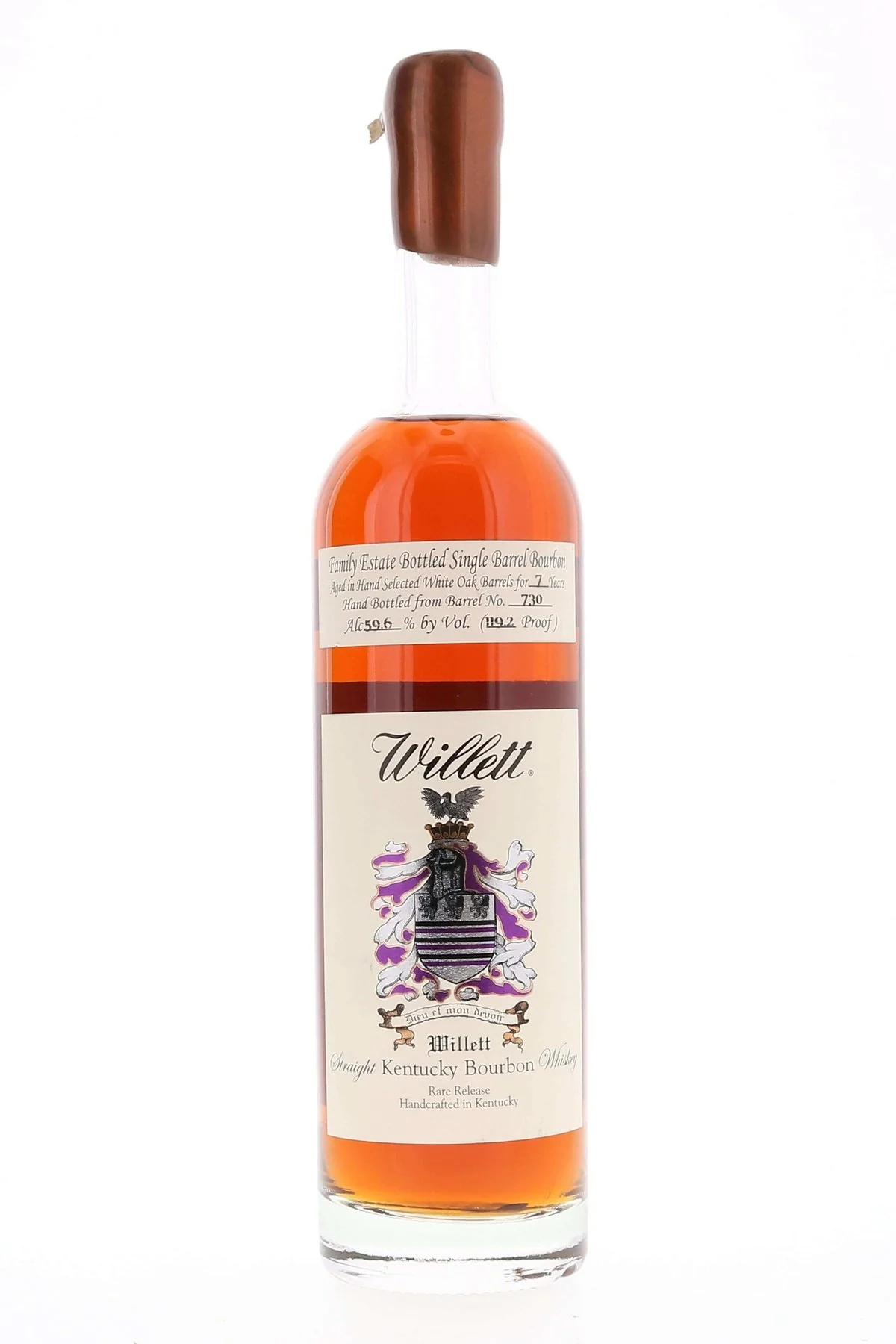 Willett Family Estate Single Barrel Bourbon 7 year #730 119.2 Proof Gold Wax Liquor Barn Selection