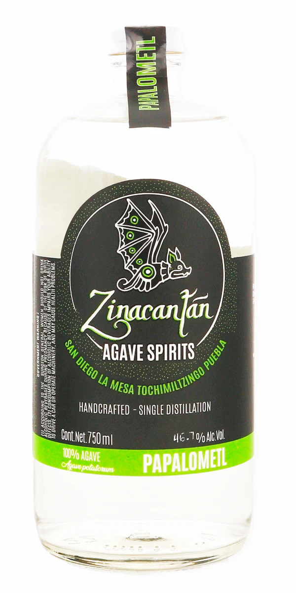 Zinacantan Papalometl en Cuero agave spirit de Tochimiltzingo Puebla MM Fabiola Torrez Monfil 750ml